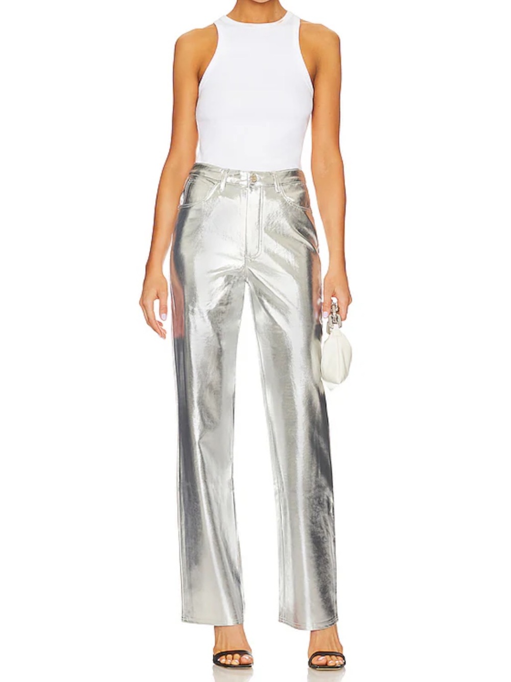 Le Lis Metallic Silver Wide-Leg Pants 🆕